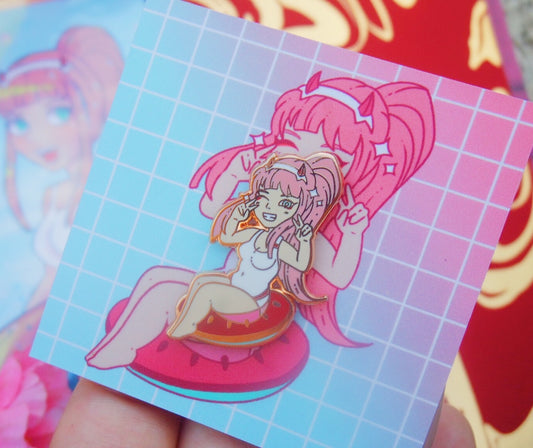 Zero Two ‘Beach Ver.’ Rose gold hard enamel pin!
