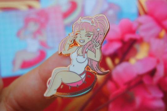 Zero Two ‘Beach Ver.’ Rose gold hard enamel pin!